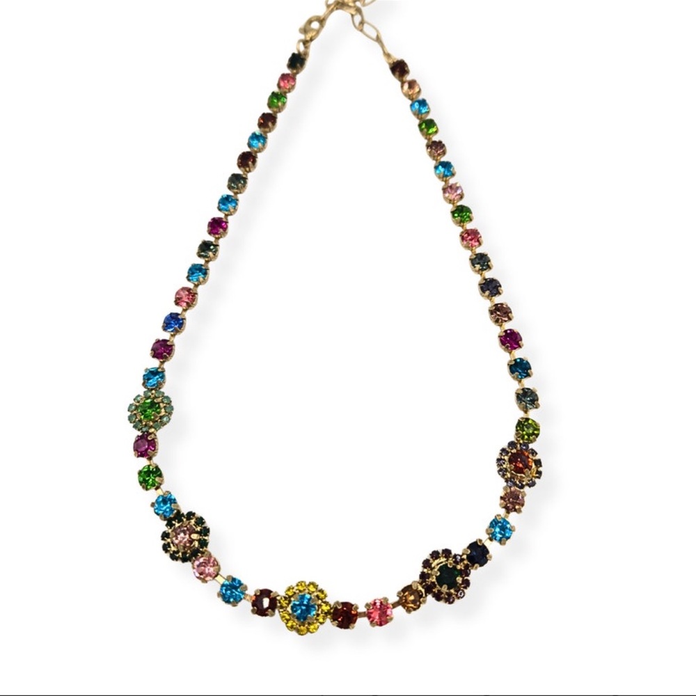 Multicolor Crystal Flower Necklace